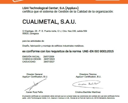 Renovación Sello de Calidad ISO 9001. Cualimetal